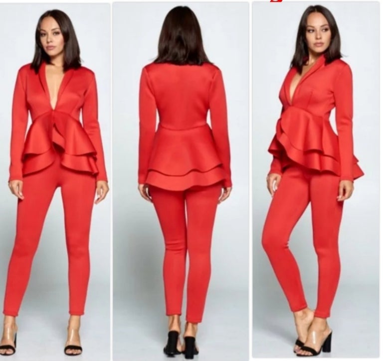 Red Peplum Set